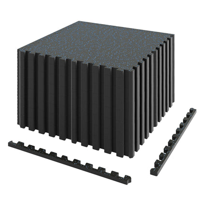 0.79 inch Thick Rubber Top Exercise Mat 48 Sq Ft with Boarders, Black & Blue Decorative Fencing & Flooring at Gallery Canada