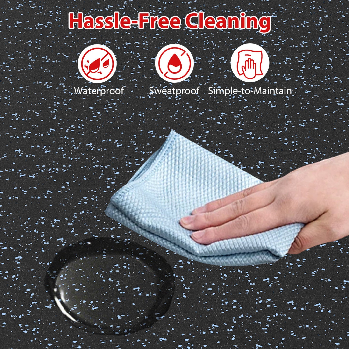 0.79 inch Thick Rubber Top Exercise Mat 48 Sq Ft with Boarders, Black & Blue Decorative Fencing & Flooring at Gallery Canada