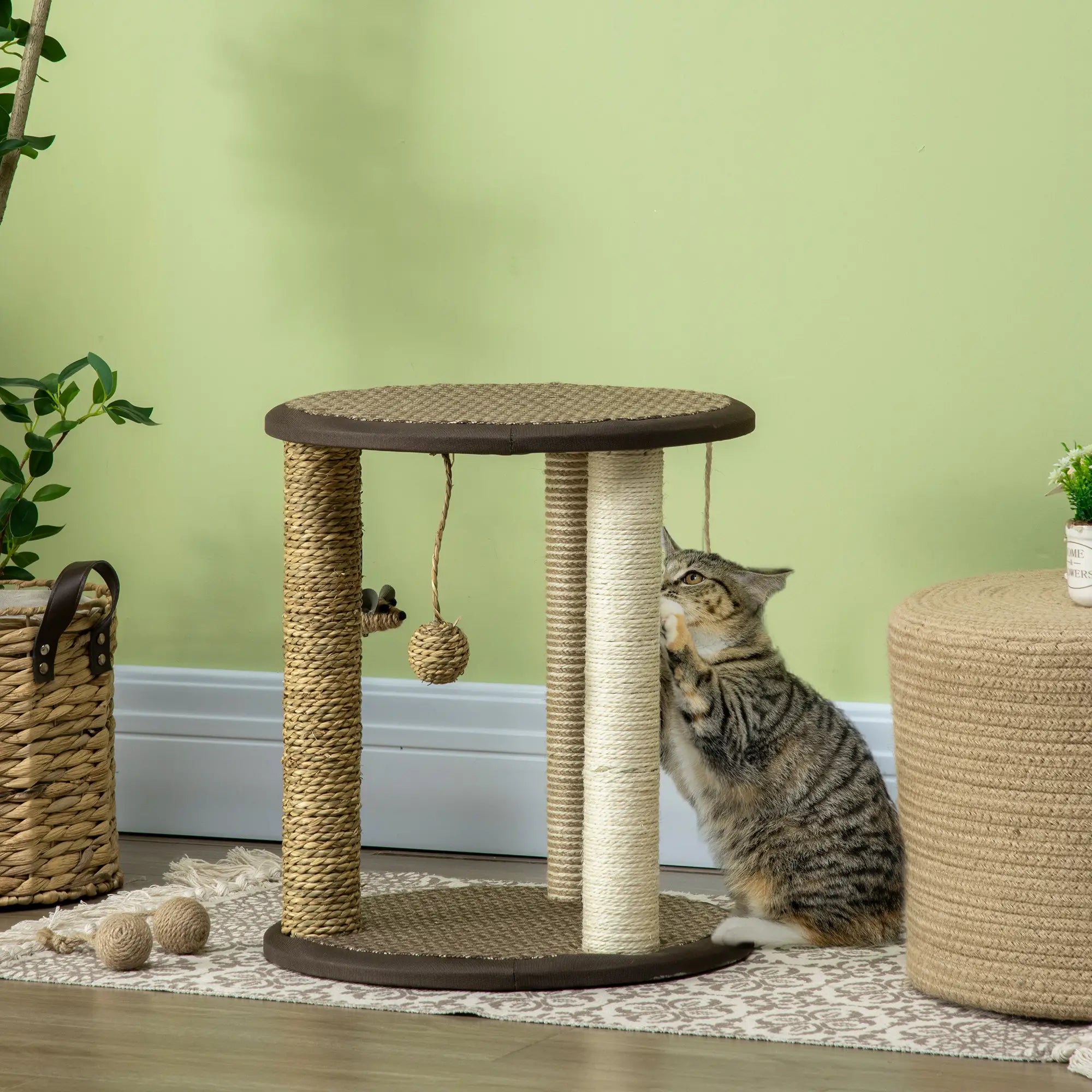 17 Cat Tree, Kitty Activity Centre, Hanging Toys, Scratching Post, Brown Cat Towers at Gallery Canada