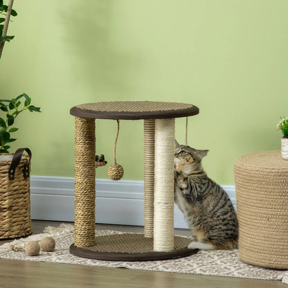 17 Cat Tree, Kitty Activity Centre, Hanging Toys, Scratching Post, Brown Cat Towers at Gallery Canada
