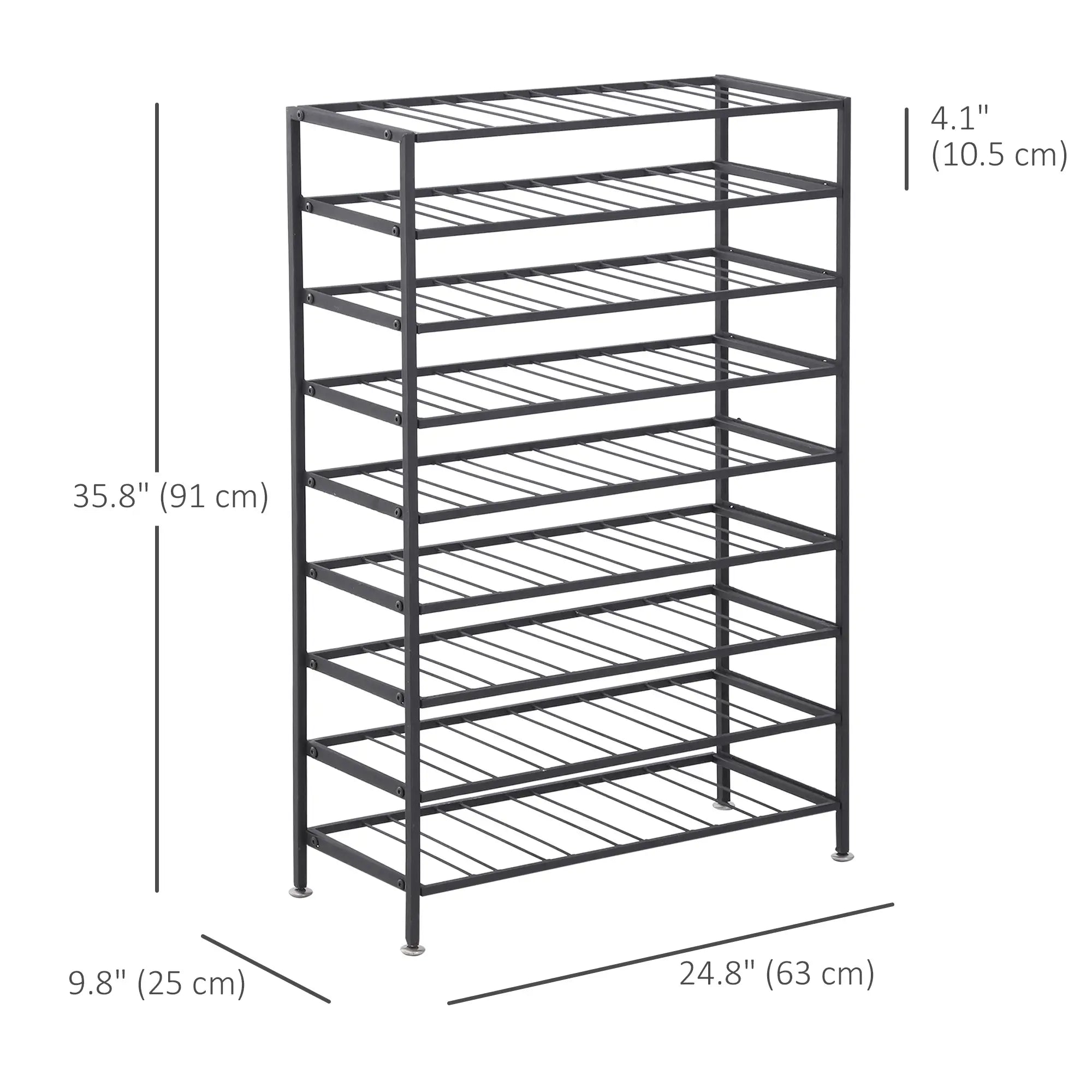 9-Tier Metal Wine Rack, 54 Bottles, Freestanding, Black Wine Racks at Gallery Canada
