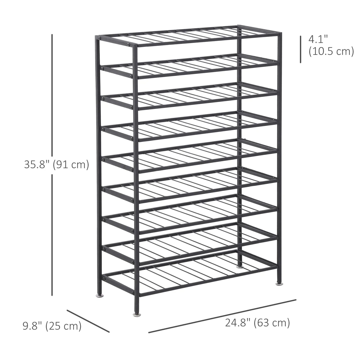 9-Tier Metal Wine Rack, 54 Bottles, Freestanding, Black Wine Racks at Gallery Canada