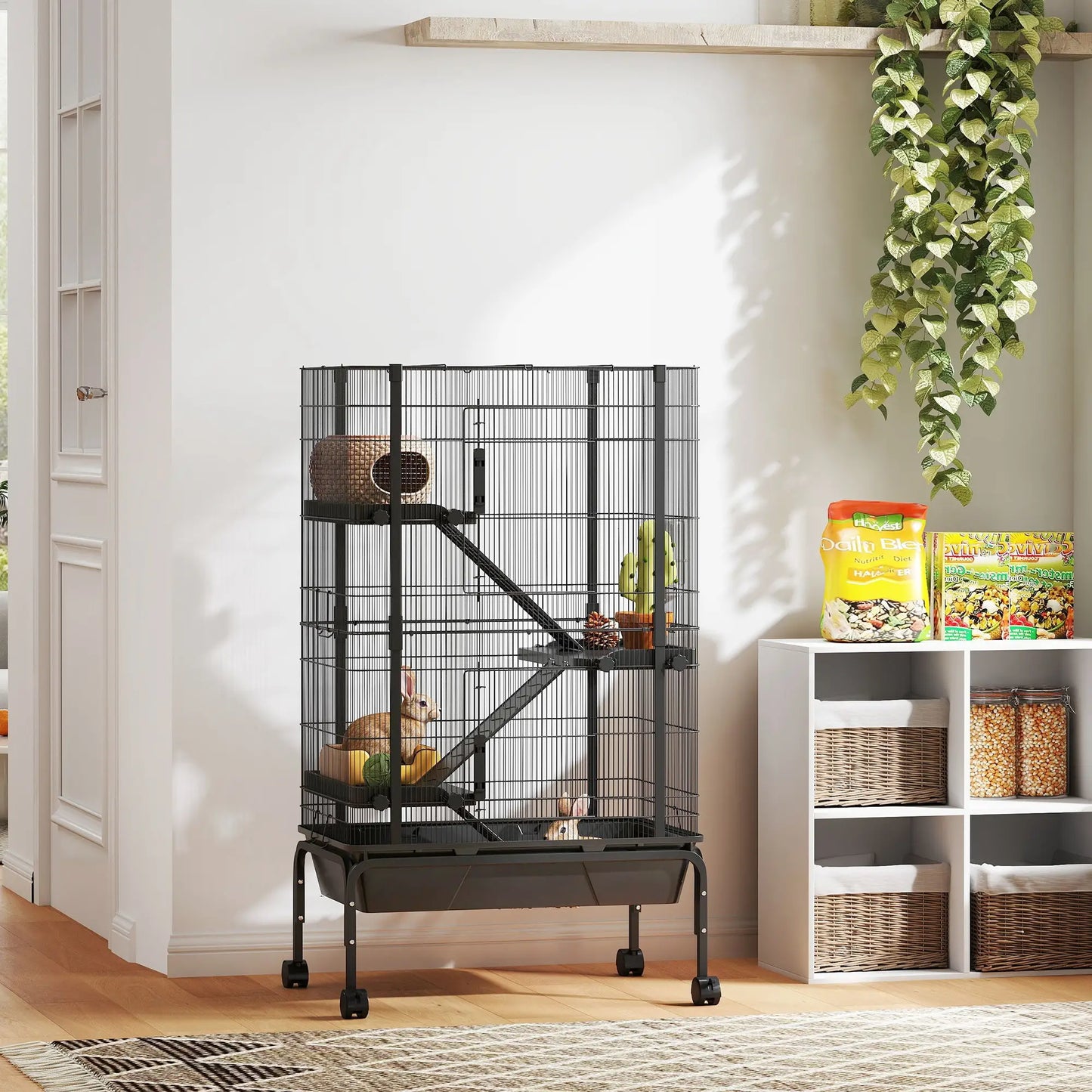 47"H Ferret Cage, Large 4-Tier Guinea Pig Cage, Black Houses & Habitats at Gallery Canada