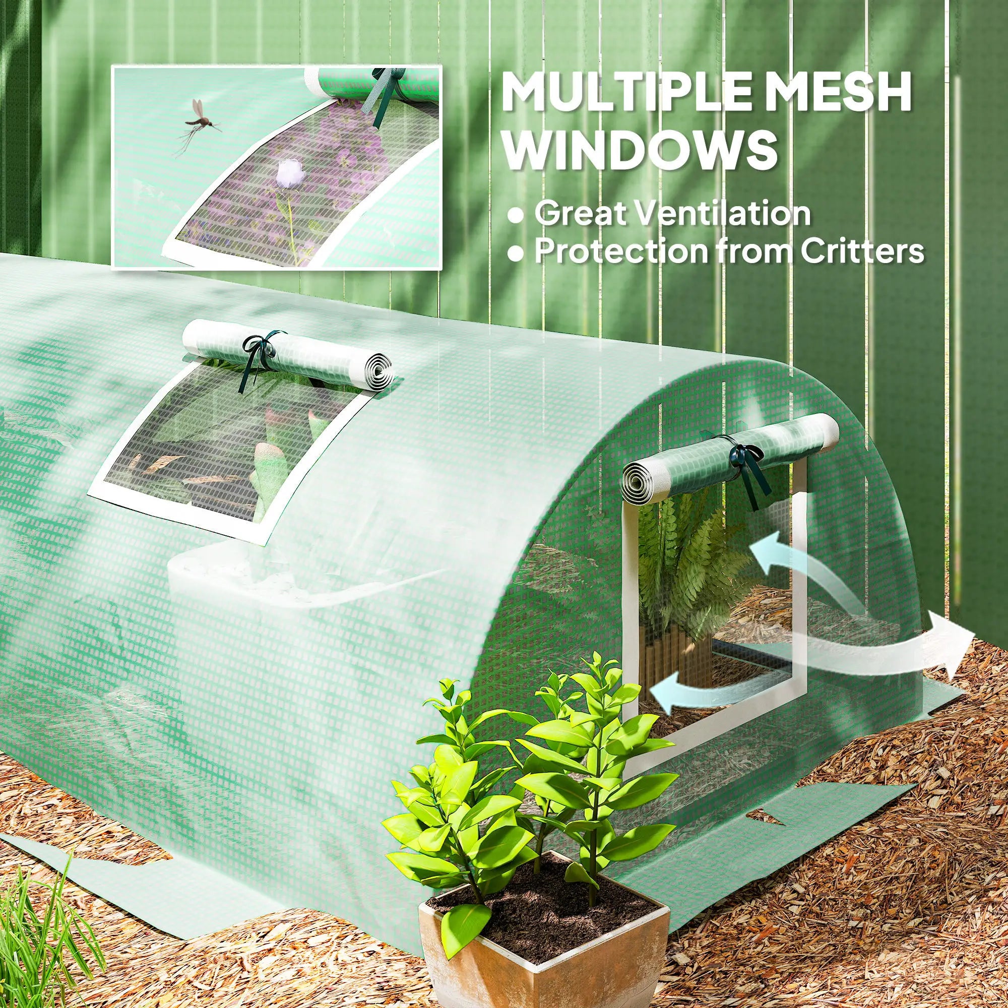 Portable Mini Greenhouse, 10' x 3' x 2', Steel Frame, 5 Mesh Windows, Green Mini Greenhouses at Gallery Canada
