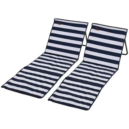 Foldable Lounge Chairs Set, Adjustable Backrest, Blue White Beach Accessories Blue, White at Gallery Canada