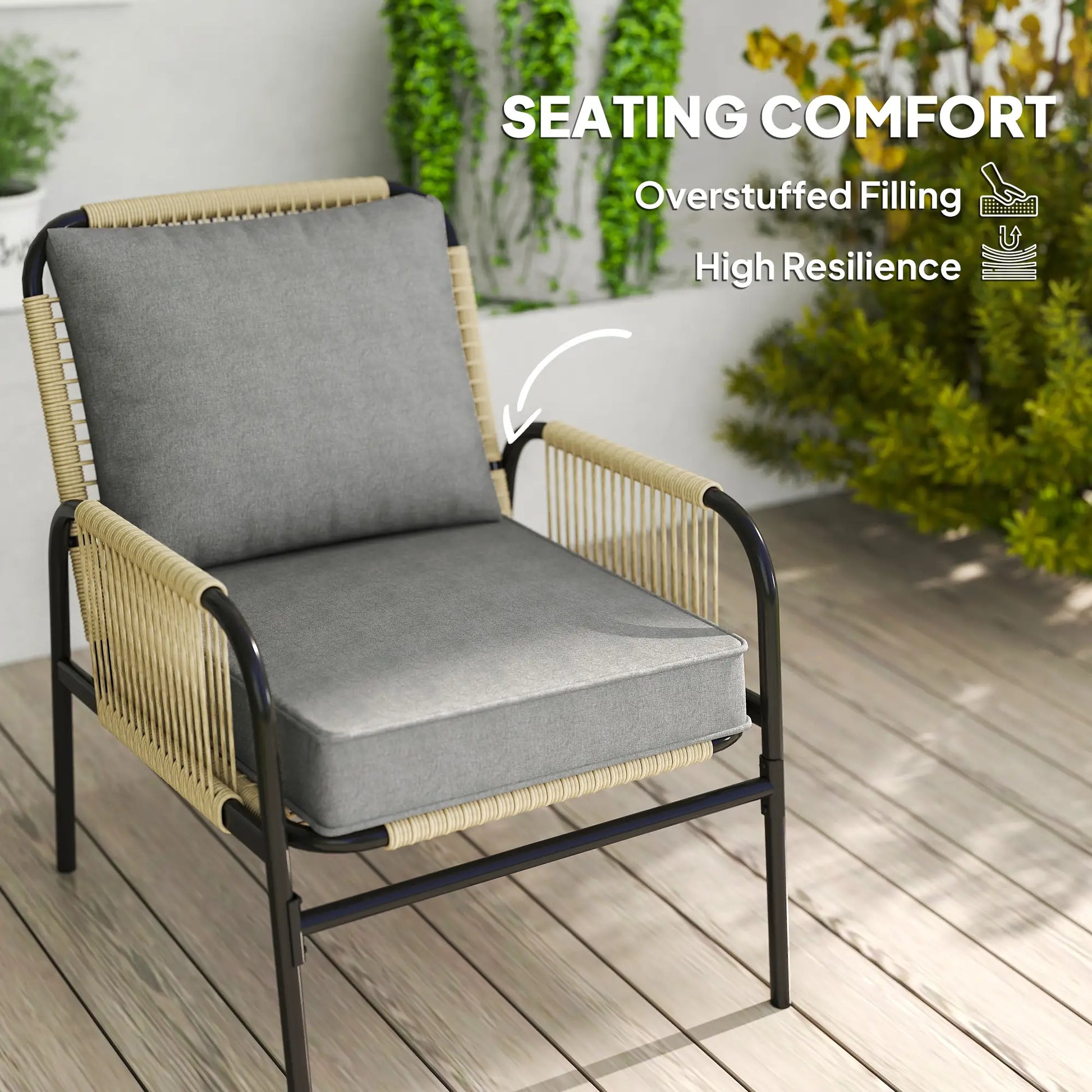 2-Piece Patio Chair Cushions with Ties, UPF50+, Light Grey Patio Chair Cushions at Gallery Canada