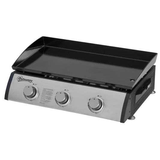 3 Burner Portable Tabletop BBQ Grill, Silver Propane Gas Grills Silver at Gallery Canada
