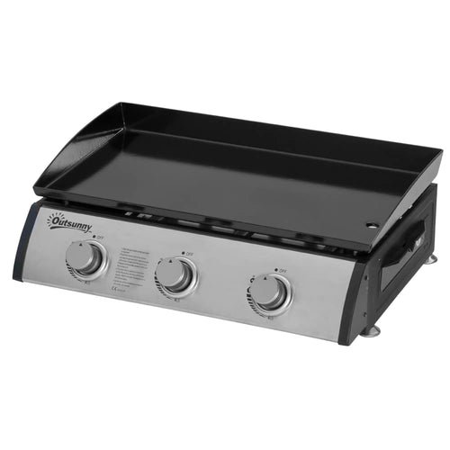 3 Burner Portable Tabletop BBQ Grill, Silver