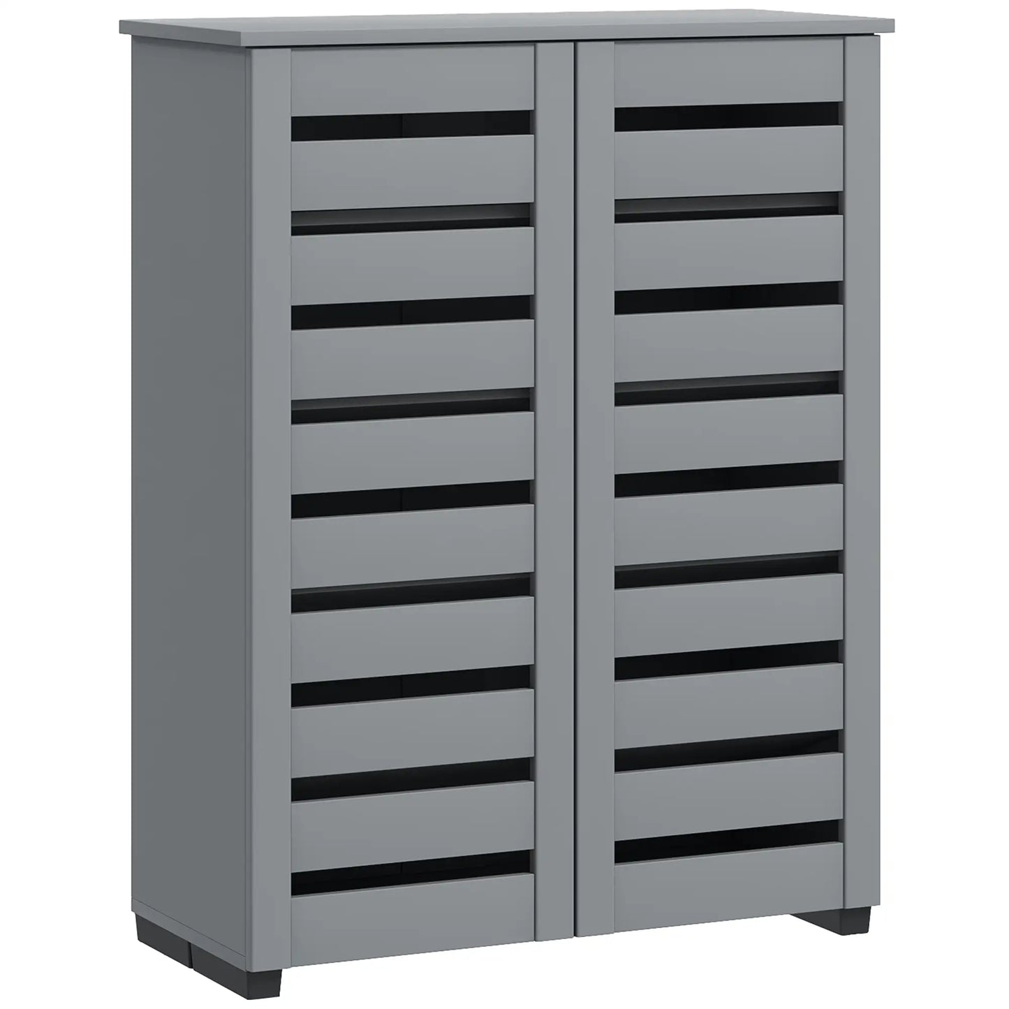Shoe Storage Cabinet, 2 Slatted Doors, Holds 15 Pairs, Dark Grey Shoe Storage Cabinets & Racks at Gallery Canada