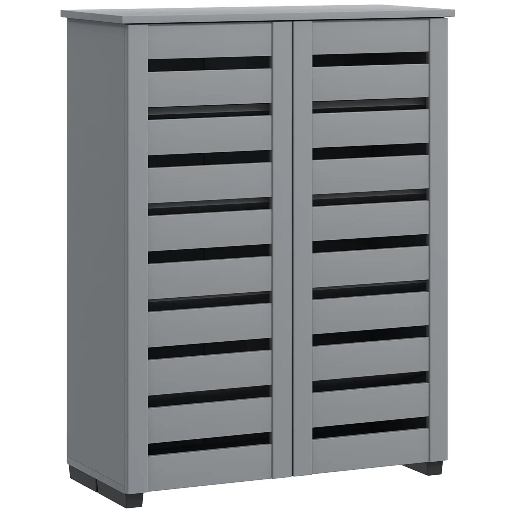 Shoe Storage Cabinet, 2 Slatted Doors, Holds 15 Pairs, Dark Grey Shoe Storage Cabinets & Racks at Gallery Canada