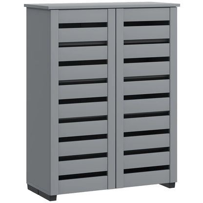 Shoe Storage Cabinet, 2 Slatted Doors, Holds 15 Pairs, Dark Grey Shoe Storage Cabinets & Racks at Gallery Canada