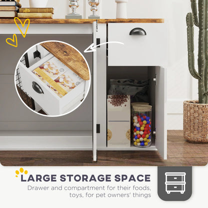 44 Dog Crate with Double Doors, Storage Drawer, White Houses, Kennels & Pens at Gallery Canada