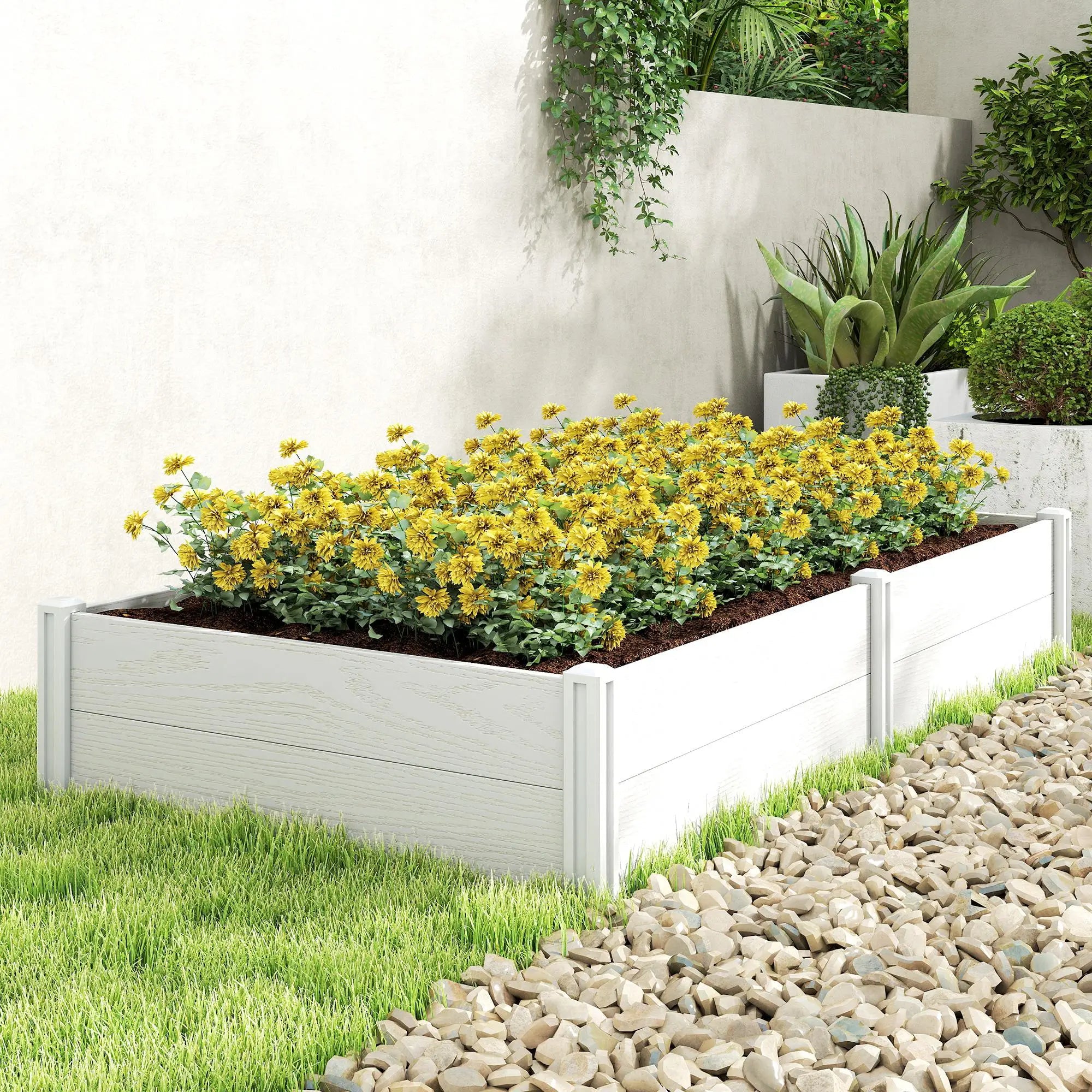 Vinyl Raised Garden Bed Kit, 6.5 x 3 x 1ft, White Raised Garden Beds at Gallery Canada