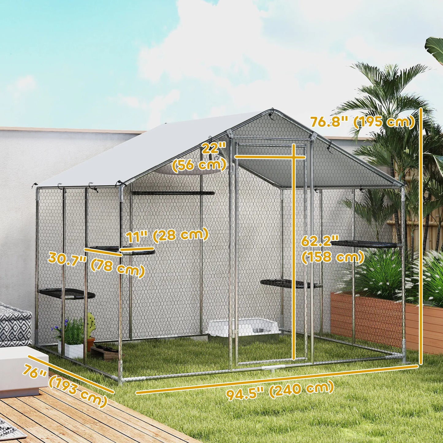 Large Catio Outdoor Cat Enclosure, Waterproof Cover, 94.5" W, Walk-in Patio Outdoor Cat Enclosures at Gallery Canada