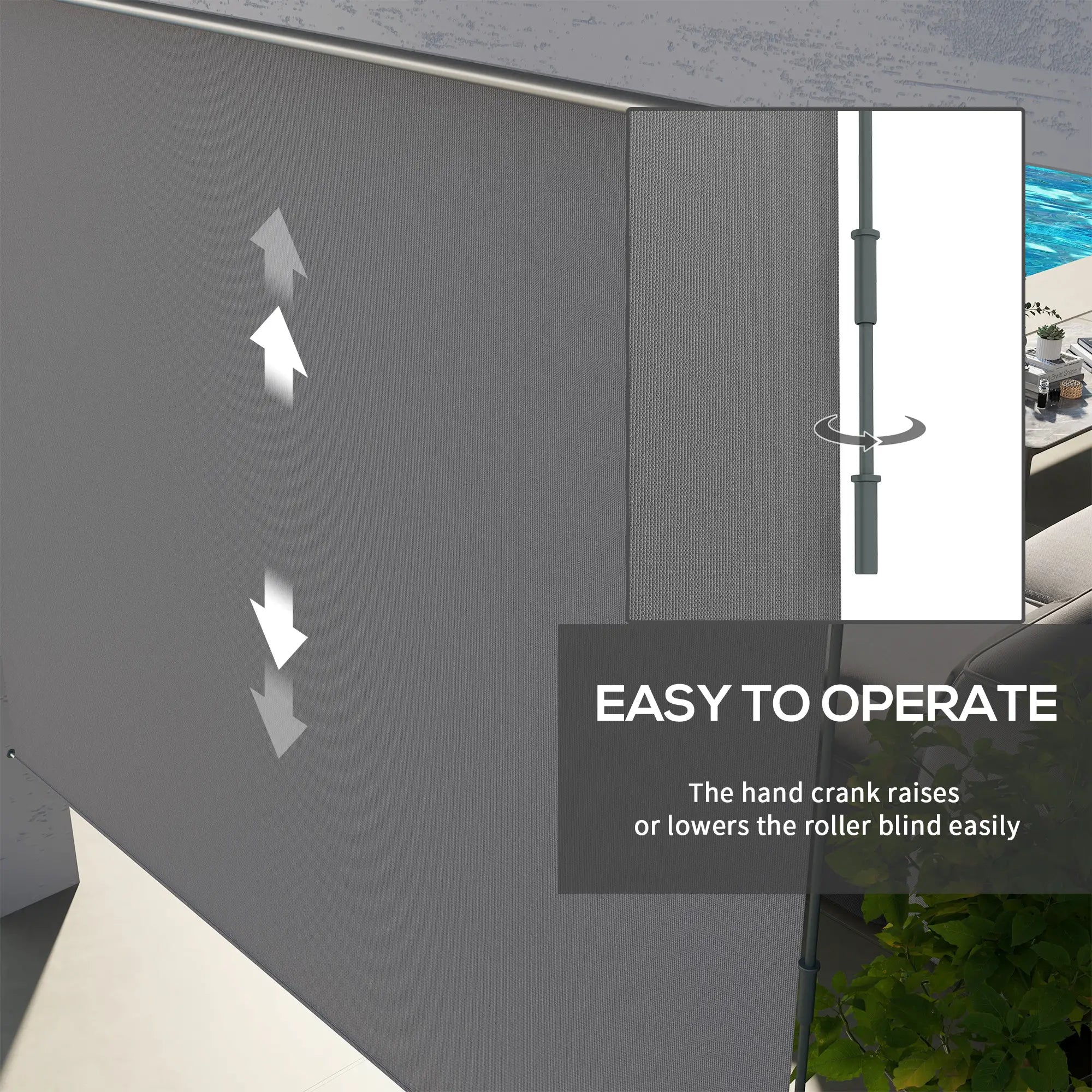 8' x 6' Outdoor Roller Shades, Cordless Patio Door Blinds, Light Grey Side Awnings at Gallery Canada