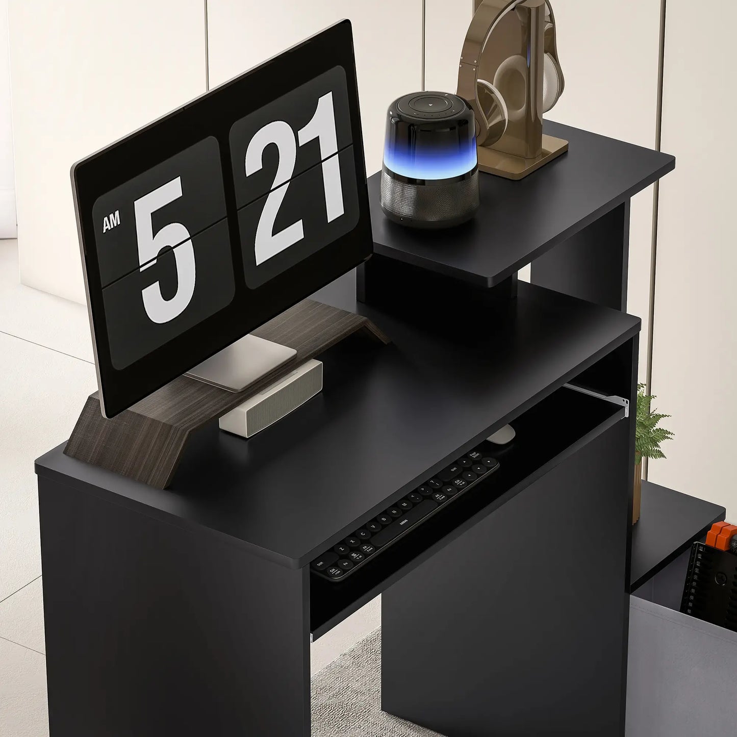 Computer Desk, Sliding Keyboard Tray, Storage Drawer, Black Computer Desks at Gallery Canada