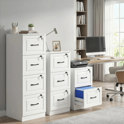 4 Drawer File Cabinet With Lock, Vertical Filing Cabinet, White Office Cabinets & Cupboards at Gallery Canada