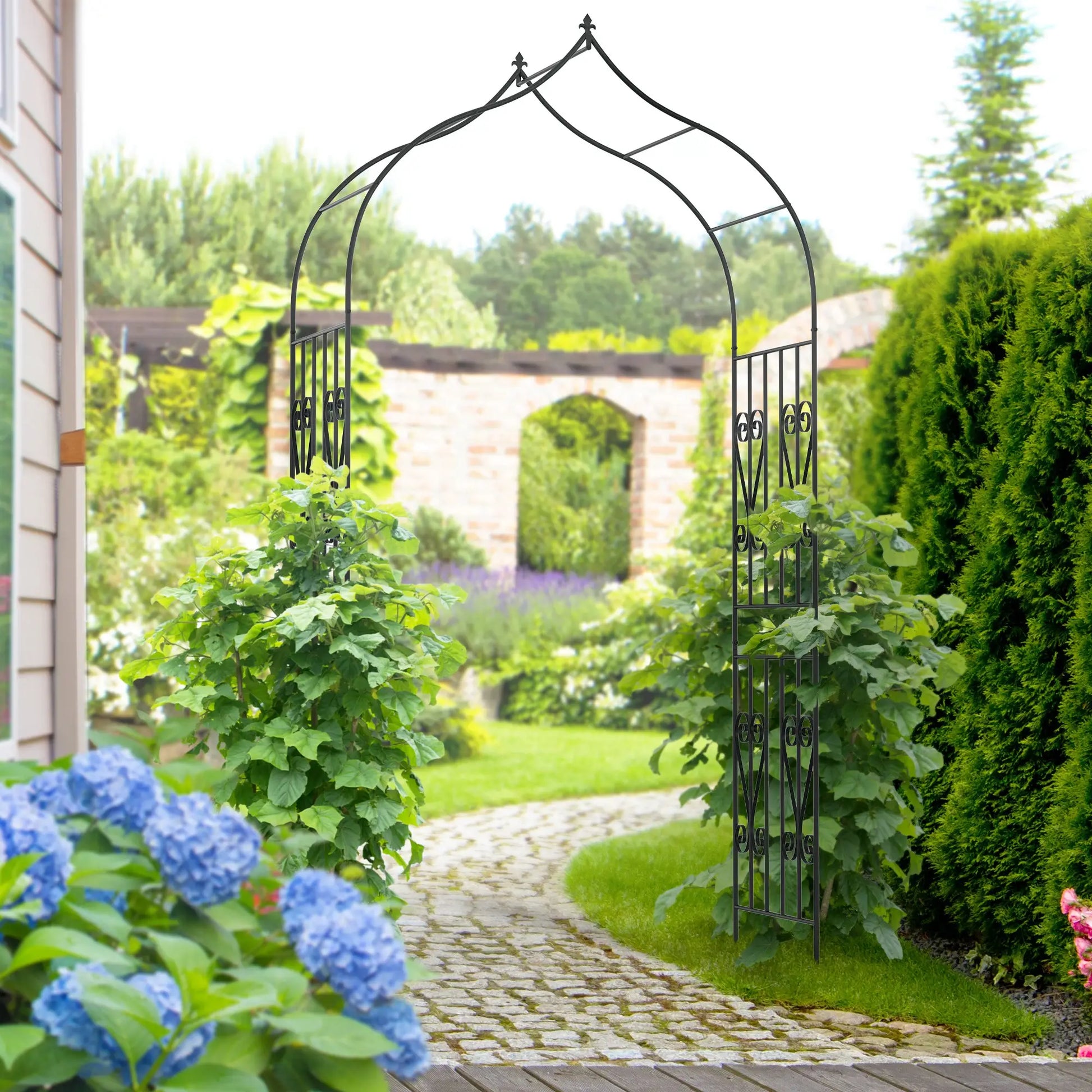 8.7FT Garden Arch Trellis, Outdoor Wedding Arbor, Scrollwork Design Garden Arches at Gallery Canada