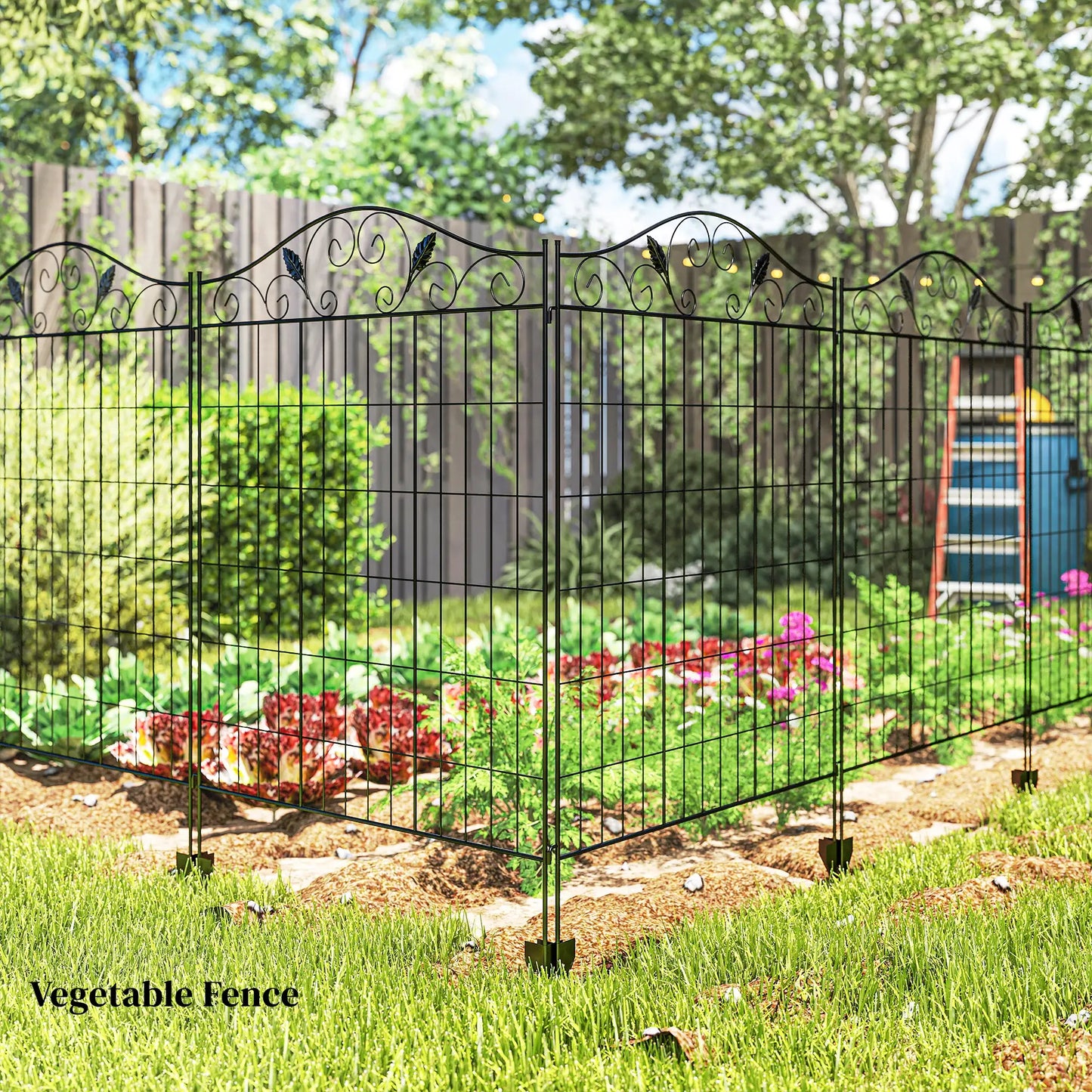 Garden Decorative Fence, 4 Panels 44in x 12ft, Steel Wire Border Edging Garden Fences at Gallery Canada