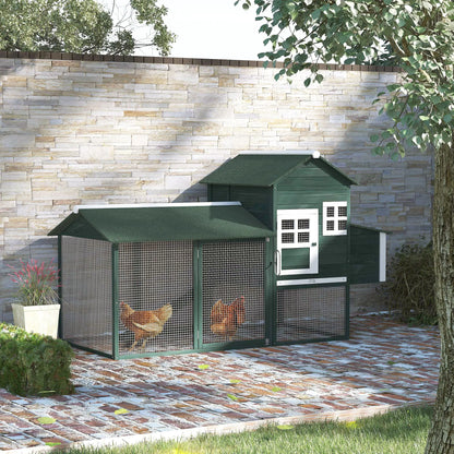 84" Wooden Chicken Coop, Rabbit Hutch, With Nesting Box, Green Chicken Coops at Gallery Canada