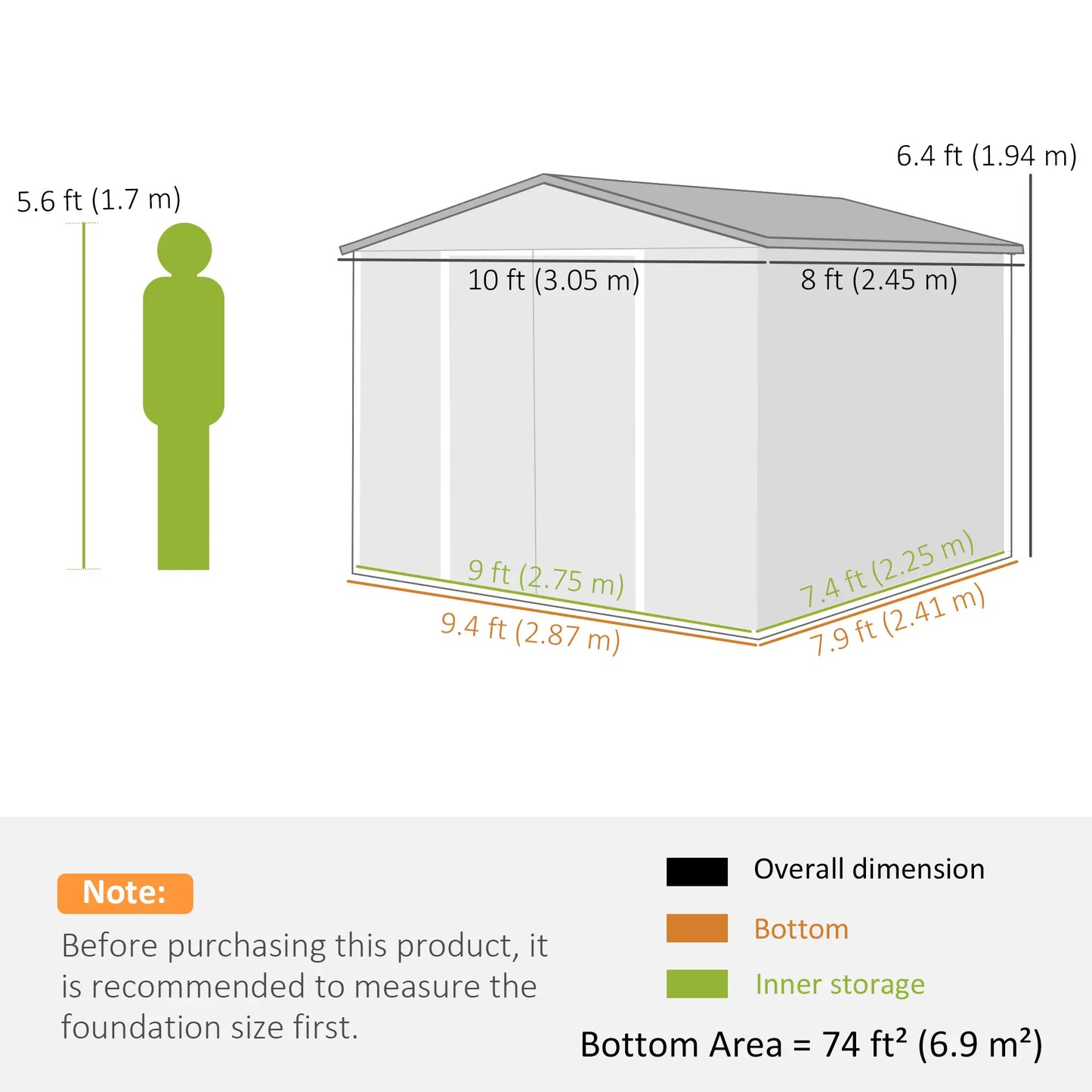10' x 8' Metal Shed, Heavy Duty Outdoor Storage, Dark Grey Sheds at Gallery Canada