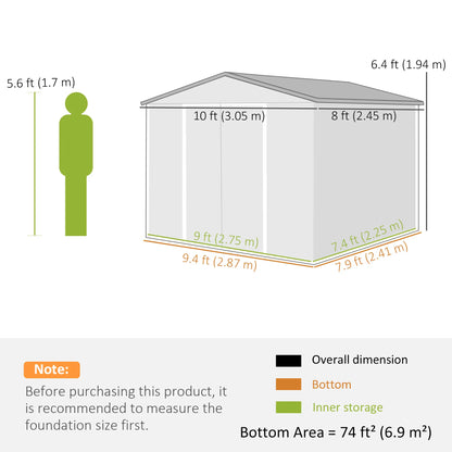 10' x 8' Metal Shed, Heavy Duty Outdoor Storage, Dark Grey Sheds at Gallery Canada