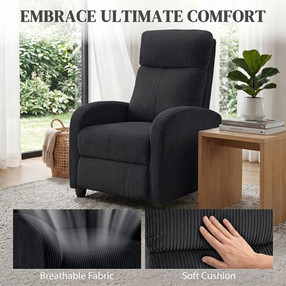 Fauteuil inclinable Corduroy, siège rembourré, noir