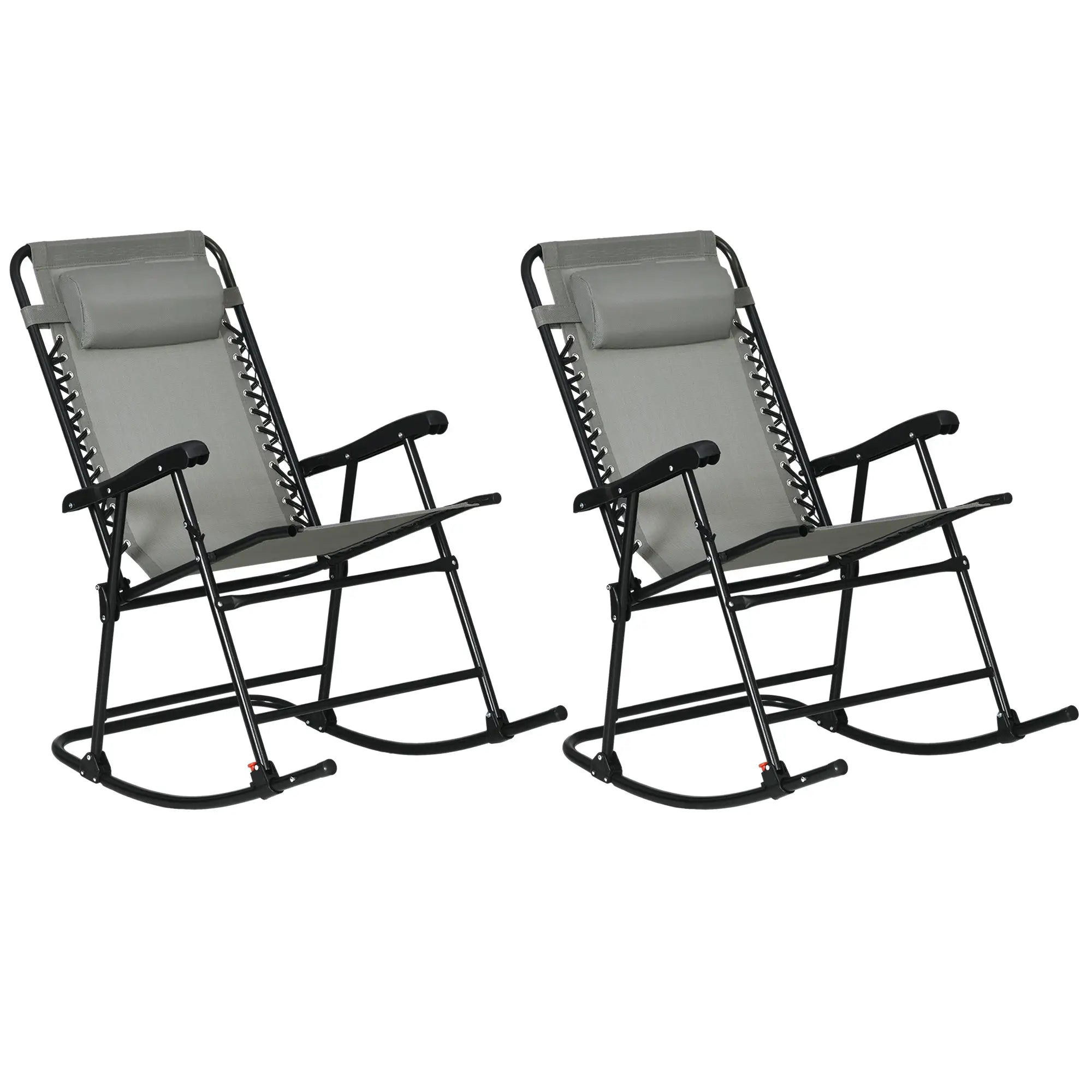 2pc Foldable Rocking Chair Set, Breathable Mesh Seat, Headrest, Grey Outdoor Rocking Chairs at Gallery Canada