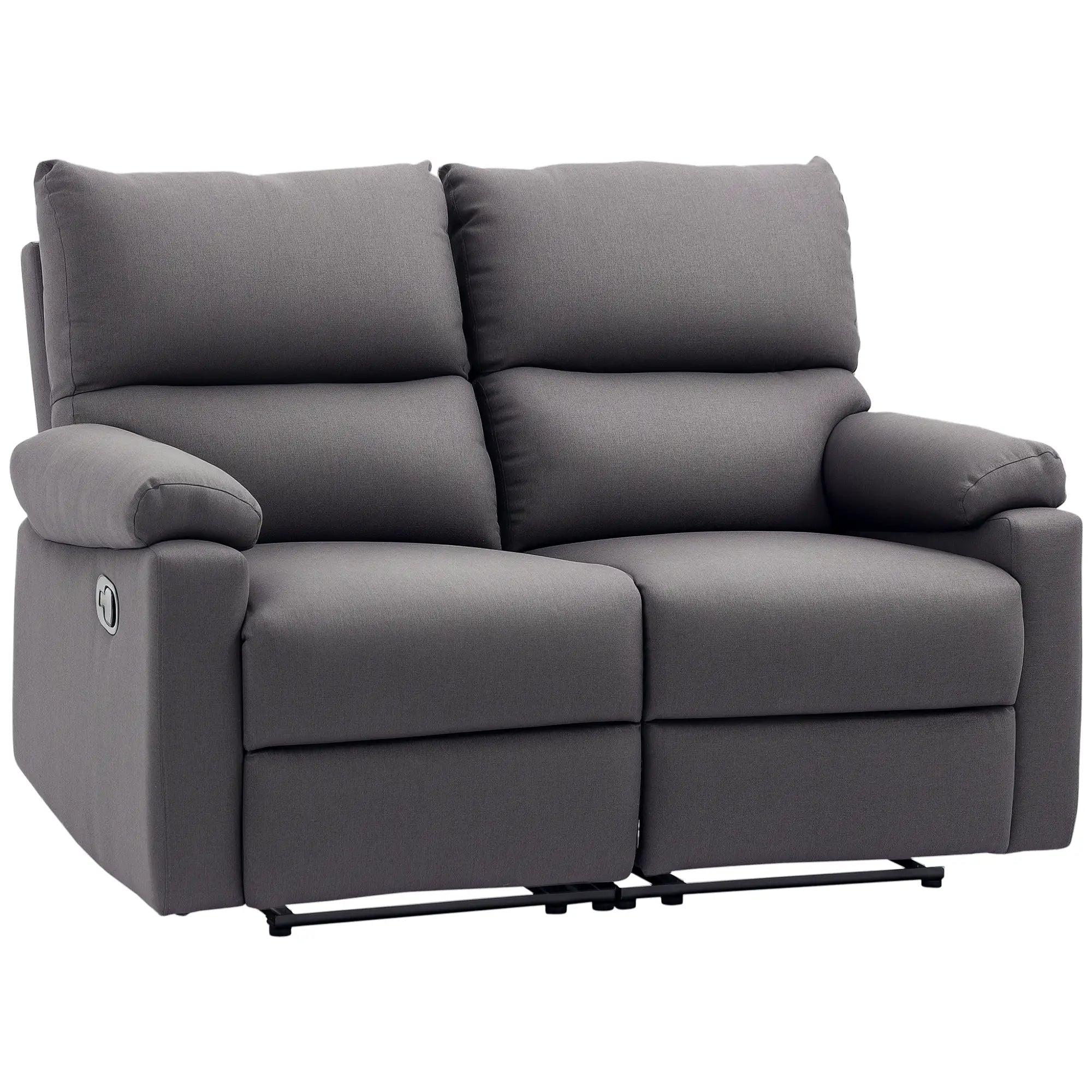 2 Seater Reclining Loveseat, Footrest, Split Backrest, Dark Grey 2-Seater Sofas Dark Grey at Gallery Canada