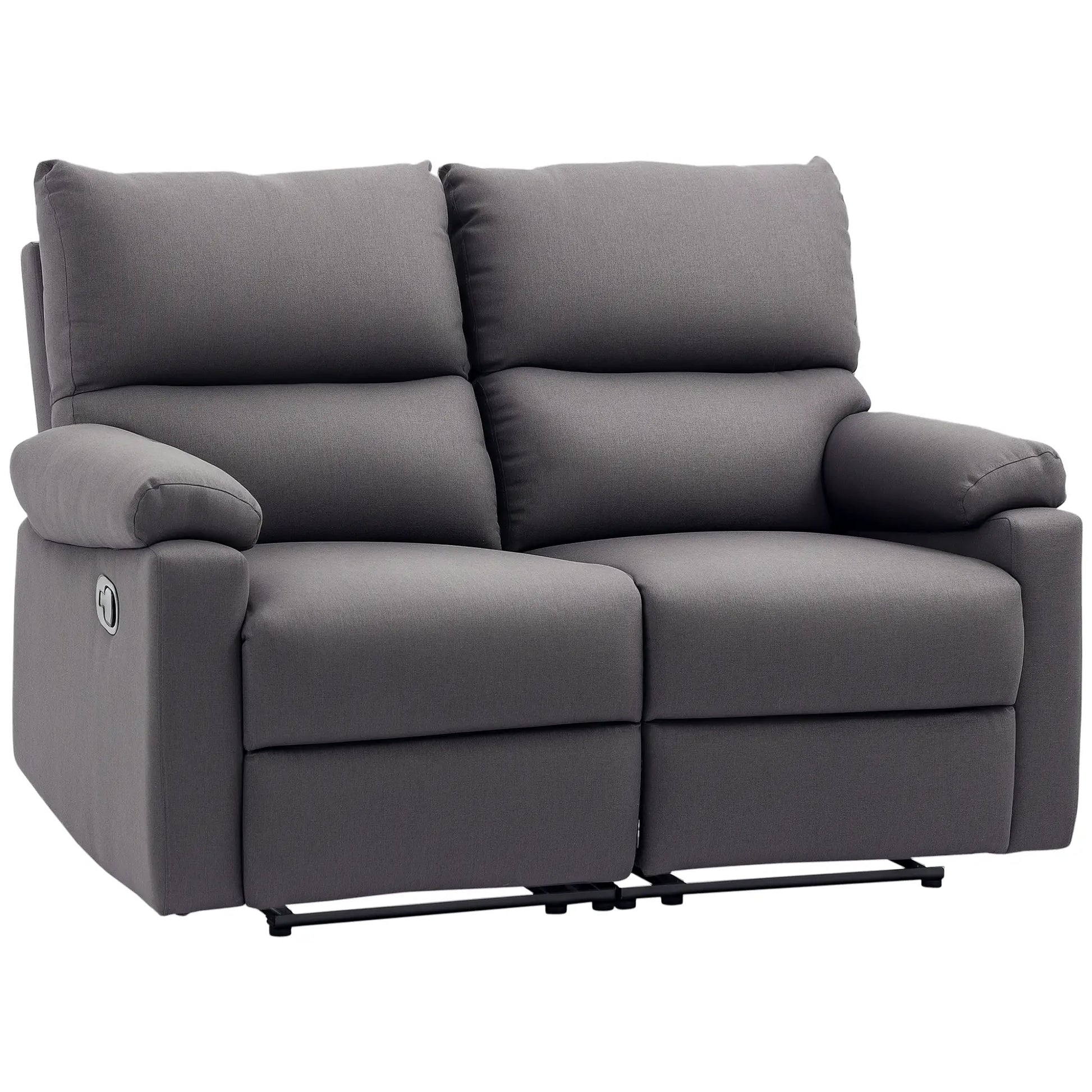2 Seater Reclining Loveseat, Footrest, Split Backrest, Dark Grey 2-Seater Sofas Dark Grey at Gallery Canada
