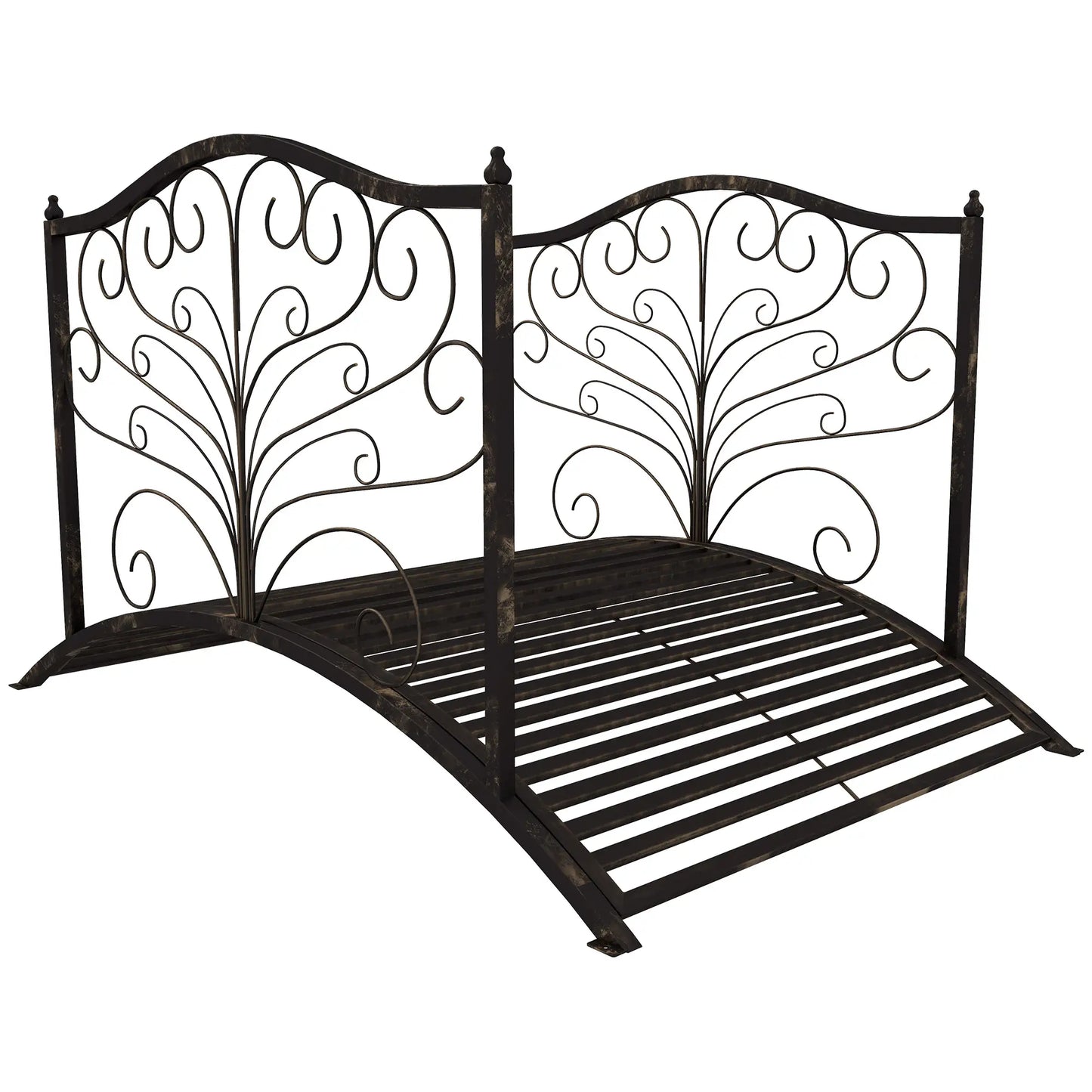 4FT Metal Garden Bridge, Decorative Arc, Guardrails, Black Bronze Garden Bridges Black, Bronze at Gallery Canada