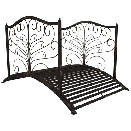 4FT Metal Garden Bridge, Decorative Arc, Guardrails, Black Bronze Garden Bridges Black, Bronze at Gallery Canada