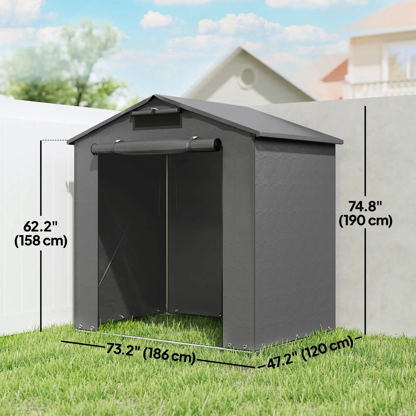 6' x 4' Portable Shed, Waterproof Bike Tent, Dark Grey