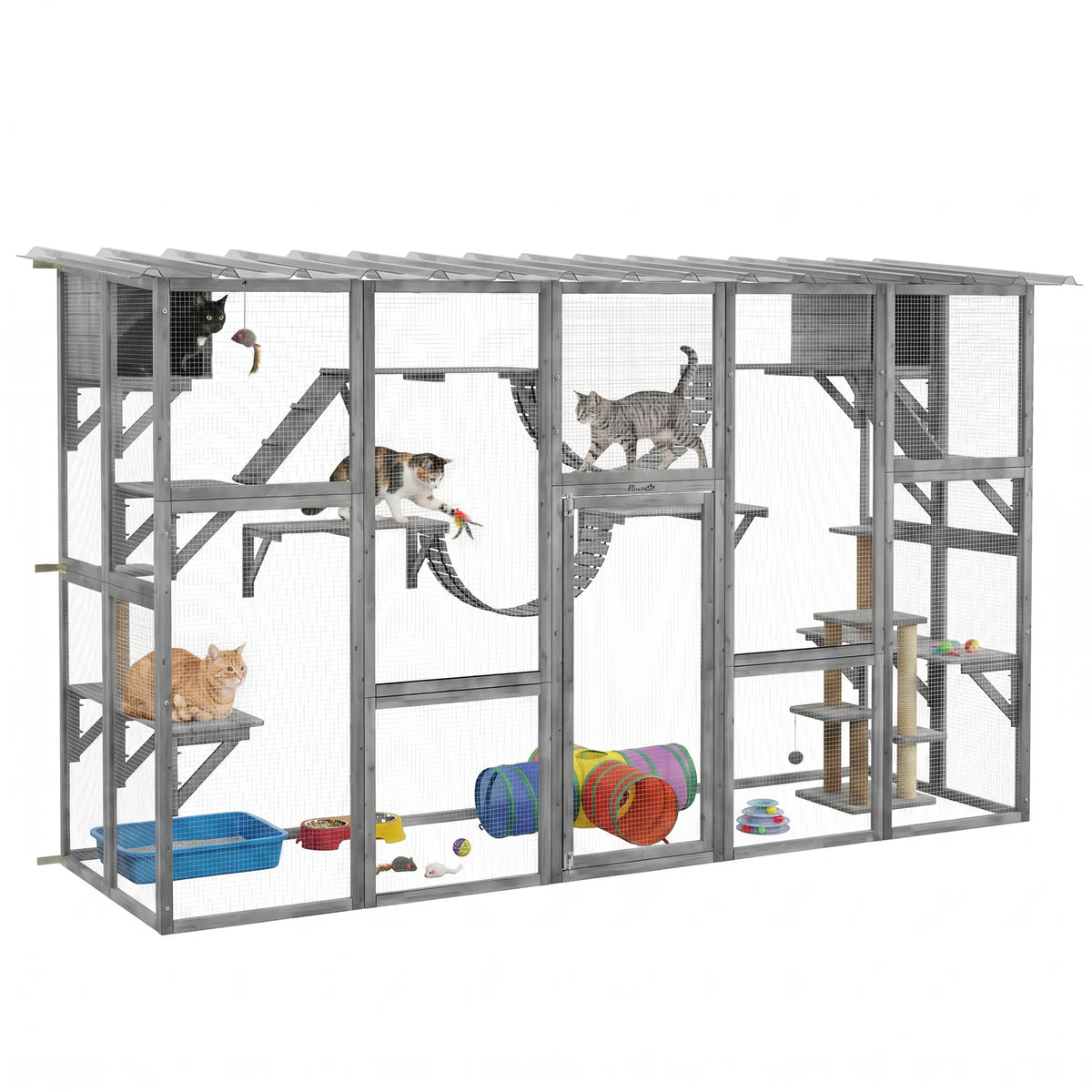 Large Outdoor Catio, Condos, Platforms, Doors, Ladders, Weather-Resistant Roof, Grey Outdoor Cat Enclosures at Gallery Canada