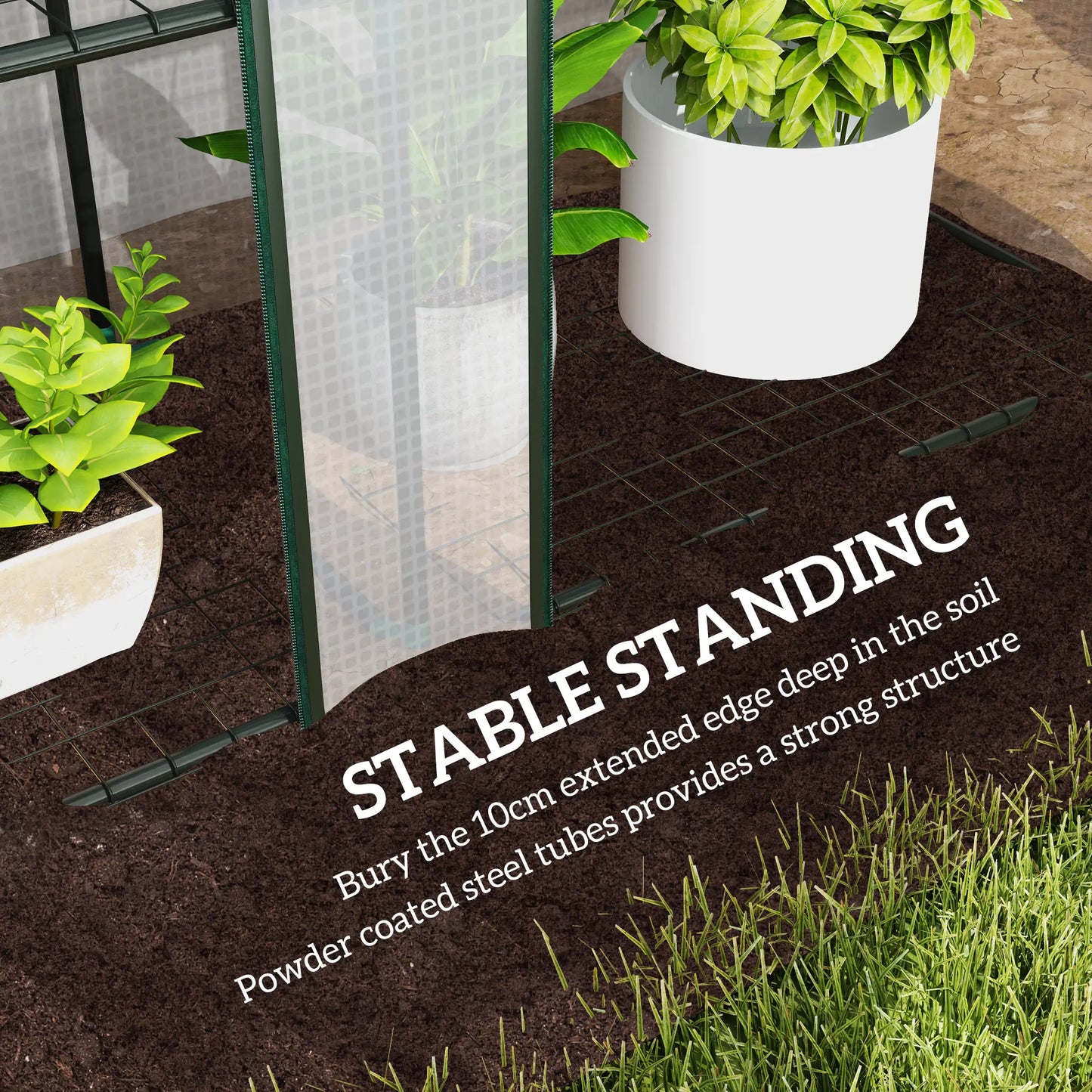 Lean-To Greenhouse, 3 Tier Shelves, 3 Roll-Up Doors, White Greenhouses at Gallery Canada