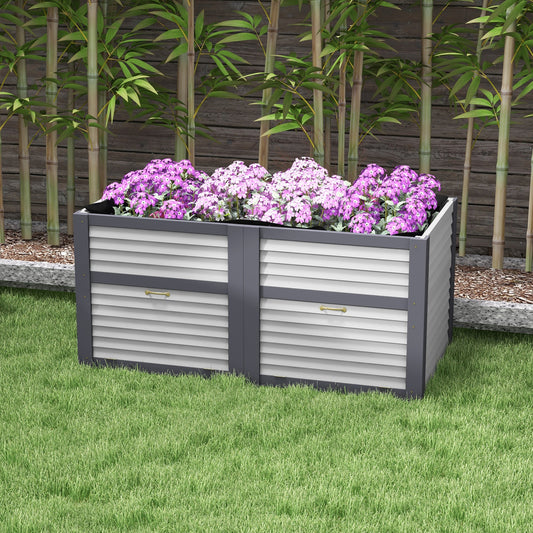 Wooden Elevated Planter Box with Storage, 59" x 30" x 29.5" Raised Garden Bed for Vegetables, Flowers, Herbs, Grey - Gallery Canada