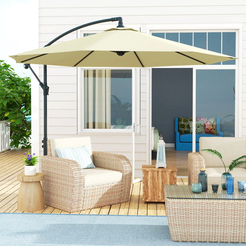 10' Deluxe Patio Umbrella, Banana Hanging Offset Sunshade, Beige