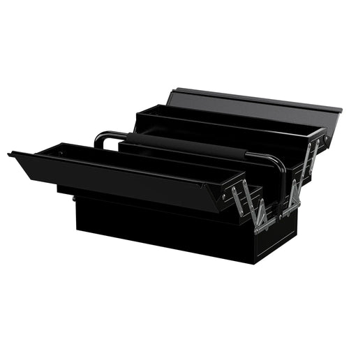 18 Inches Metal Tool Box, 5-Tray Cantilever Steel Chest, Black