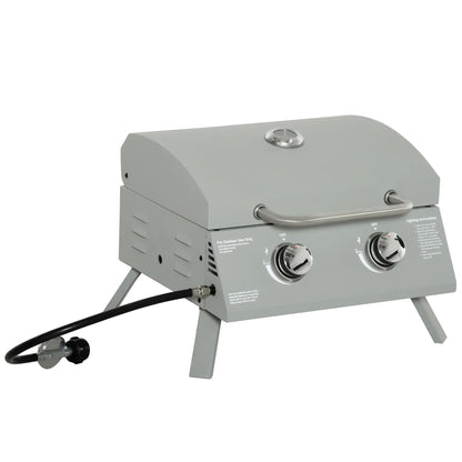 Portable Tabletop Propane Gas Grill, 2 Burner, Foldable Legs, Silver Propane Gas Grills at Gallery Canada