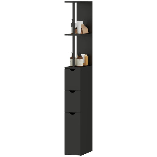 Tall Narrow Bathroom Storage Cabinet, Drawers and Shelves, Black Bathroom Cabinets Black at Gallery Canada