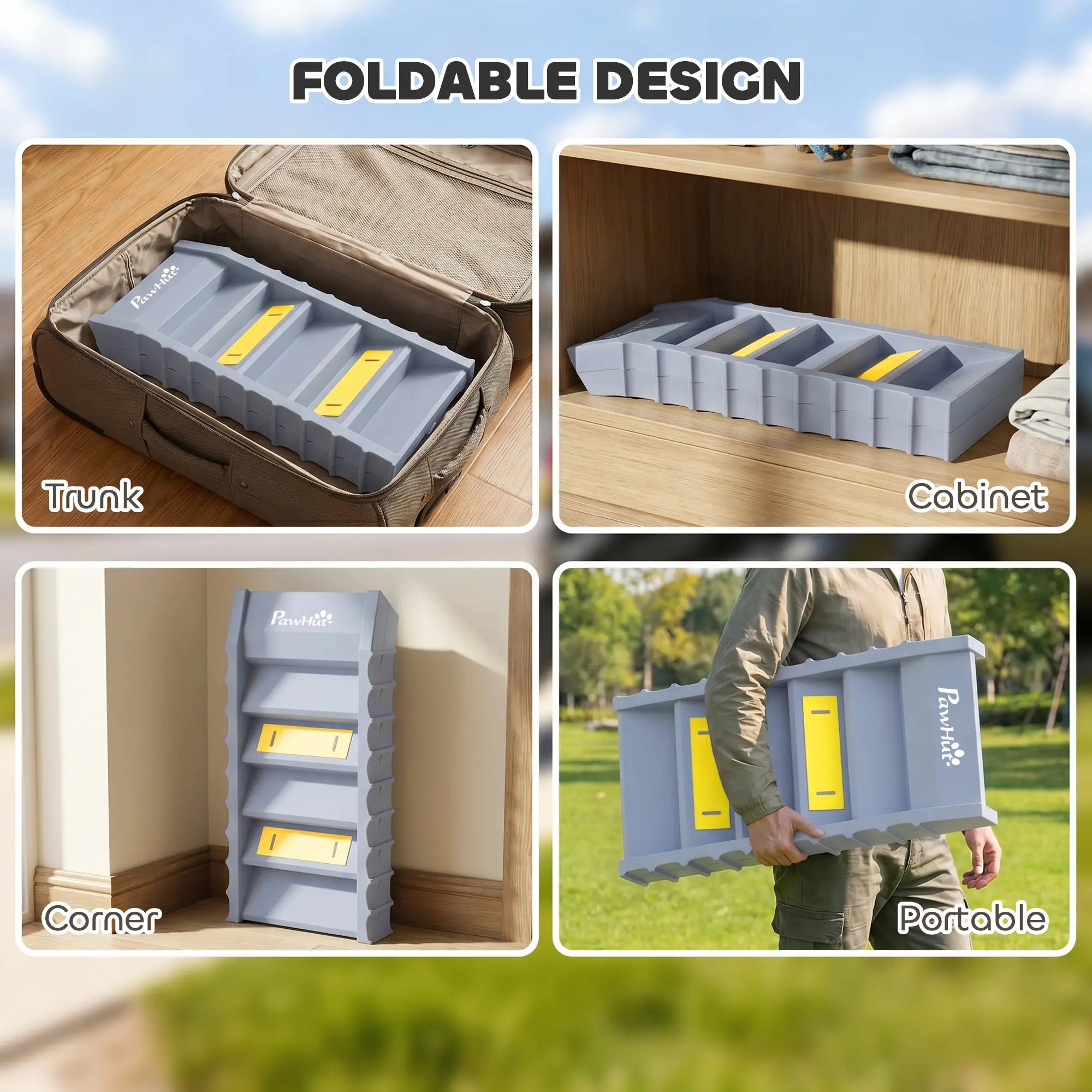 Foldable Dog Ramp With Anti-Slip Steps, Grey Dog Stairs at Gallery Canada
