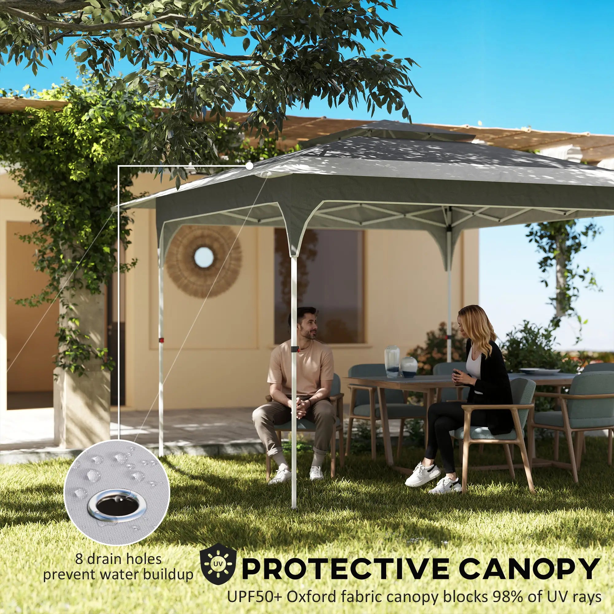 11.5 x 11.5 ft Pop Up Canopy Tent, 1-Button Setup, UPF 50+, Carry Bag, Dark Grey Pop Up Canopies at Gallery Canada
