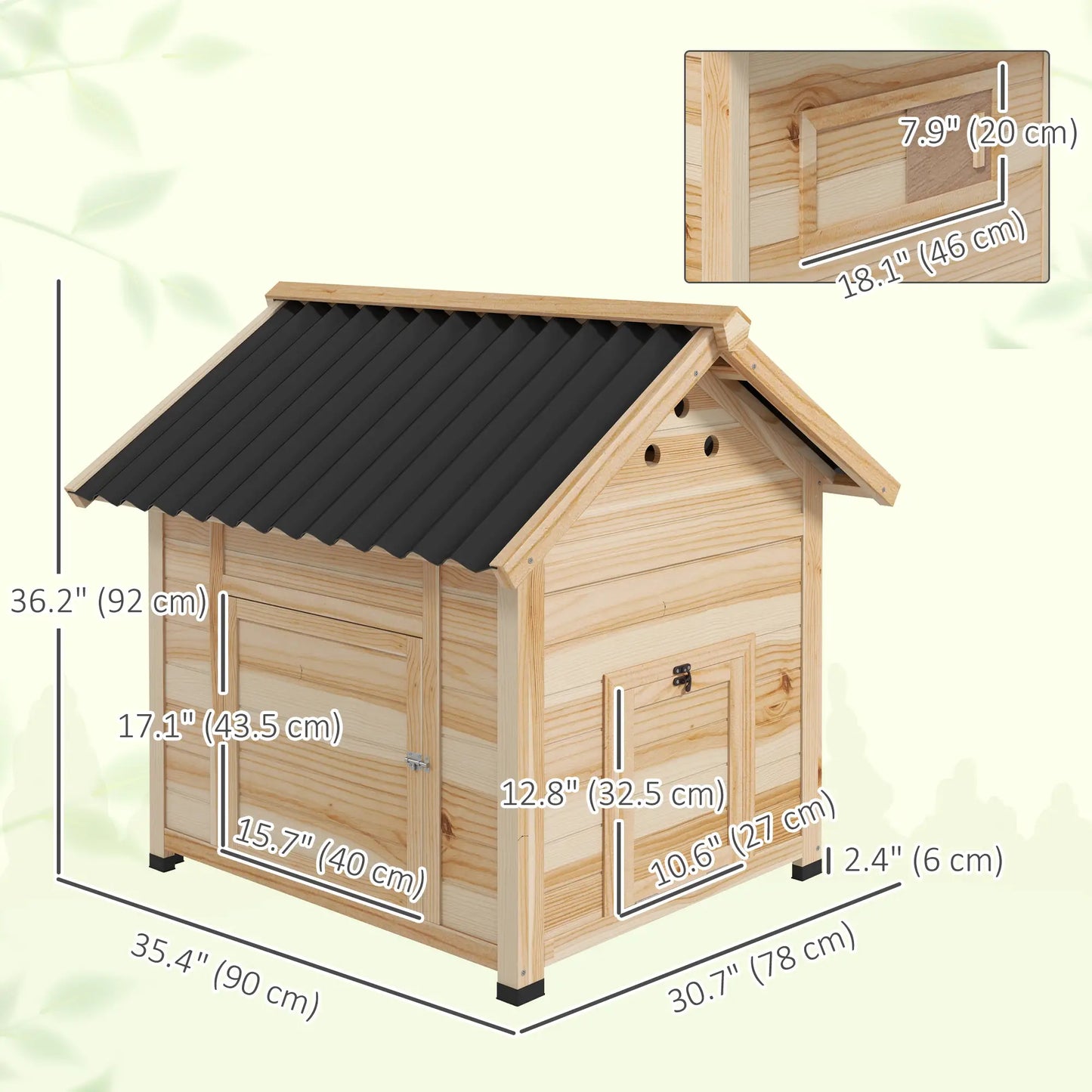 Poulailler en Bois pour Canards avec Toit Ouvrable, Double Portes, Bois Naturel
