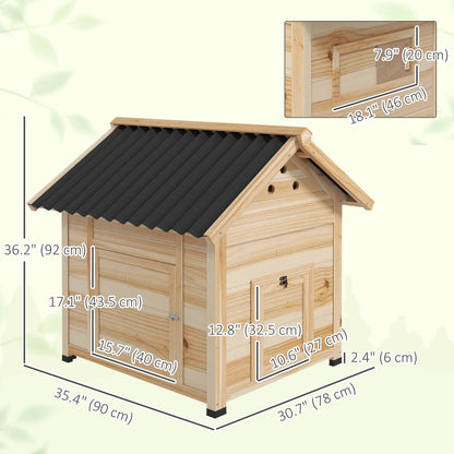 Poulailler en Bois pour Canards avec Toit Ouvrable, Double Portes, Bois Naturel