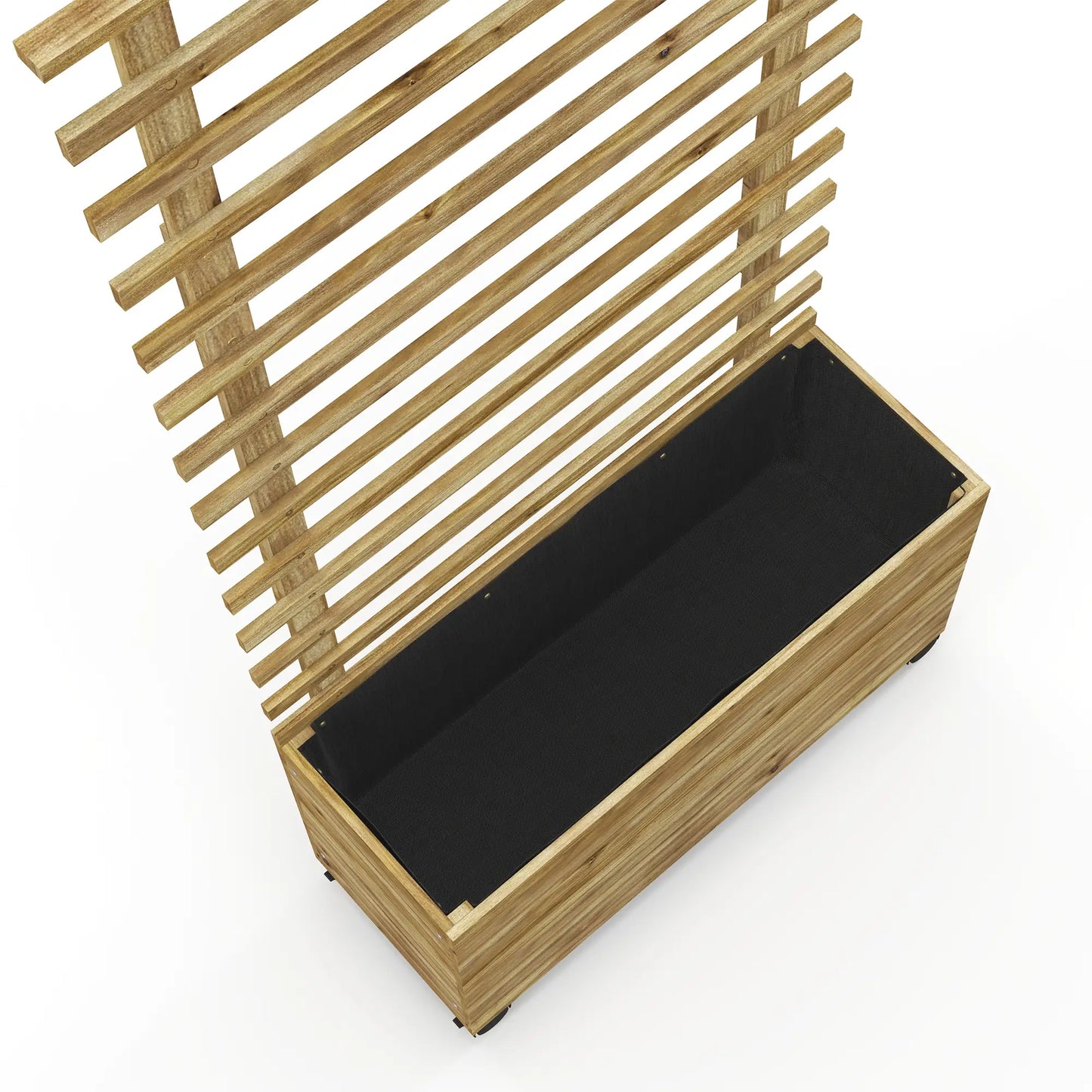 Wooden Planter With Trellis, Raised Garden Bed, 30" x 12" x 61", Nature Wood Wooden Planter Boxes at Gallery Canada