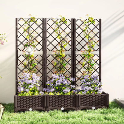 Raised Garden Bed With Trellis, PE Rattan, Drainage Holes, 47" x 16" x 48" Raised Garden Beds at Gallery Canada