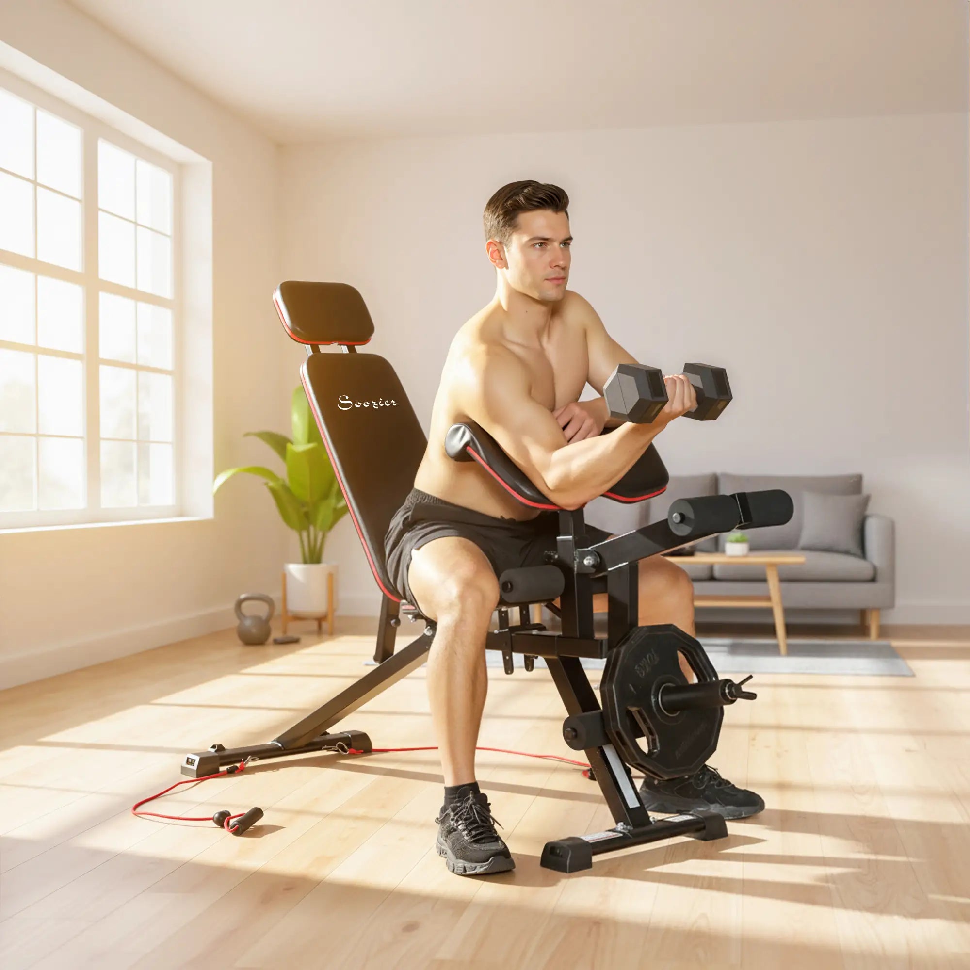 Adjustable Weight Bench With Wheels, 926LBS Load, Leg Extension, Preacher Curl Weight Benches at Gallery Canada
