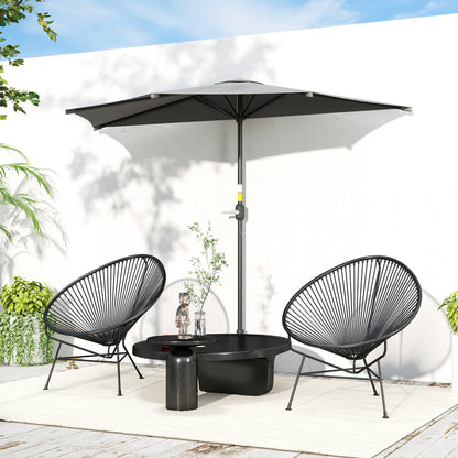 9.8ft Semi Round Patio Umbrella, Crank Handle, Top Vent, Dark Grey Half Round Umbrellas at Gallery Canada