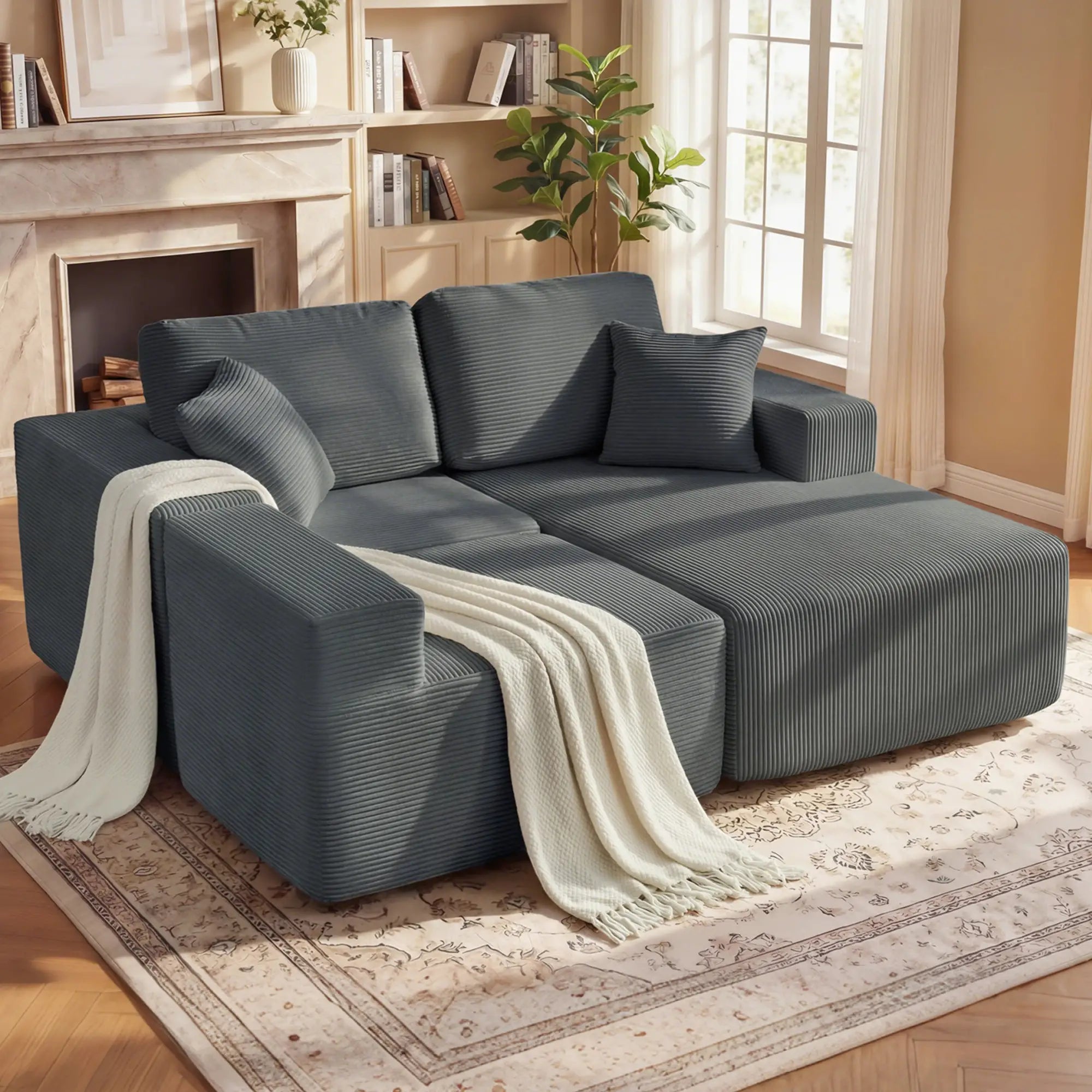 Modular Sectional Sofa Bed, L Shaped Couch, Dark Grey 3-Seater Sofas at Gallery Canada