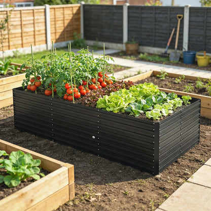 8' x 4' x 2' Raised Garden Bed, Galvanized Planter Box, Black Galvanized Planter Boxes at Gallery Canada